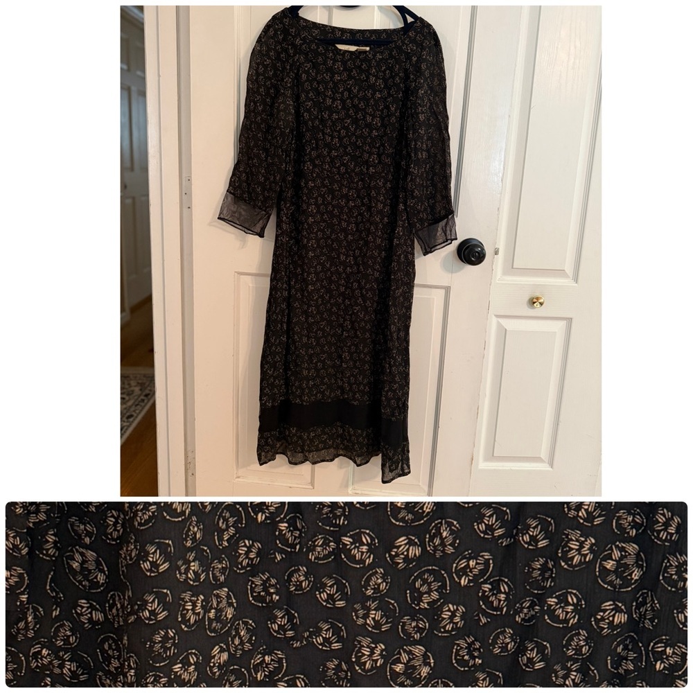 J. Jill Elegant Black Floral Dress Size 8 cottage core library chic 90s